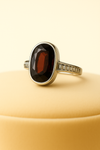 Natural Hessonite Ring | Orangish Brown Gomed | Certified Garnet Gemstone in 92.5 Silver image 0
