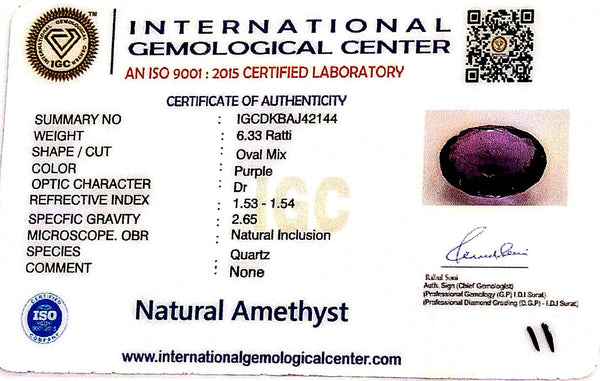 Natural Amethyst | Oval Mix | Lab Certified No. IGCDKBAJ42144 image 2