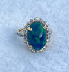 Elegant Natural Green Opal in Oval Shape with Diamonds in 14K Gold Ring image 0