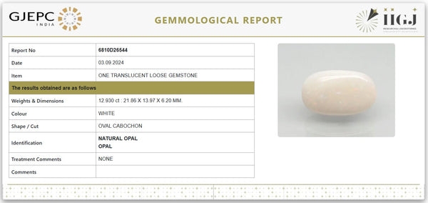 Natural Fire Opal 14.35 Ratti | Govt. Lab Certified |Untreated Oval Cabochon GemstoneNo.: 6810D26544 image 1