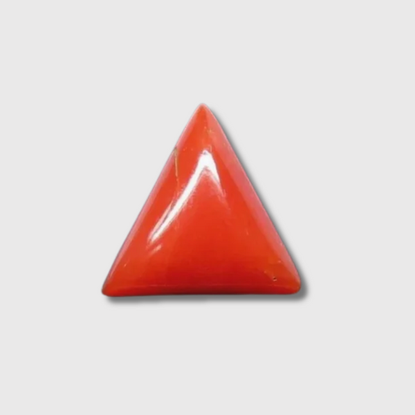 Natural Italian Red Coral (Moonga) | 6H50 | Triangular Cabochon | Govt. Lab Certified | Report No. 12939D53317