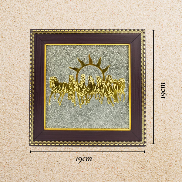 7 Horses on Natural Raw Pyrite Frame