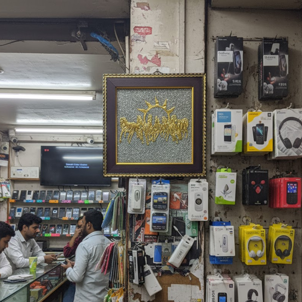 7 Horses on Natural Raw Pyrite Frame