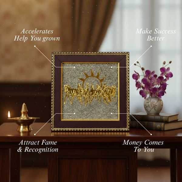 7 Horses on Natural Raw Pyrite Frame