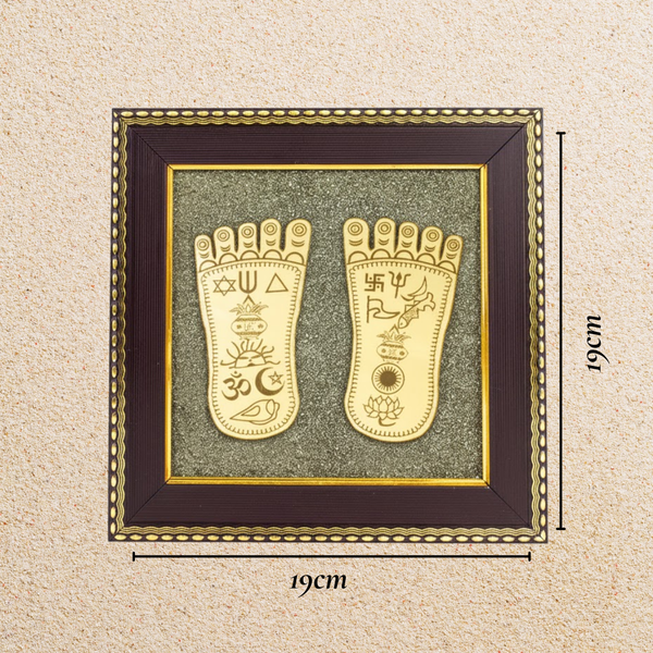 Natural Pyrite Frame- Laxmi Charan Paduka