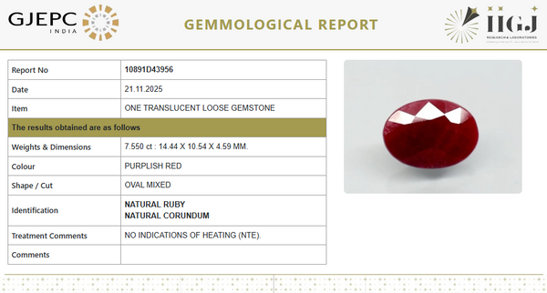 Natural Ruby | Oval Mixed | Untreated | Govt. Lab Certified | 10891D43956
