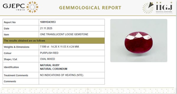 Natural Ruby | Oval Mixed | Untreated | Govt. Lab Certified | 10891D43953
