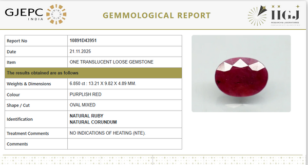 Natural Ruby | Oval Mixed | Untreated | Govt. Lab Certified | 10891D43951