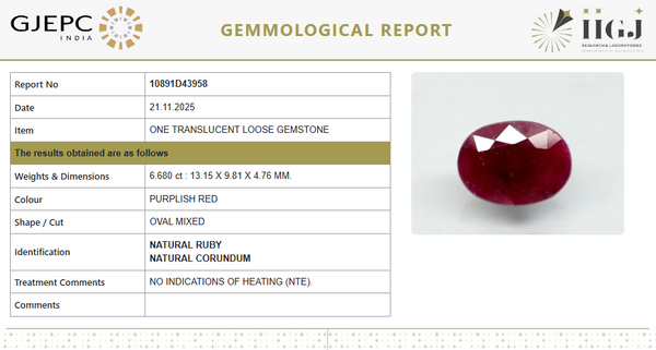 Natural Ruby | Oval Mixed | Untreated | Govt. Lab Certified | 10891D43958