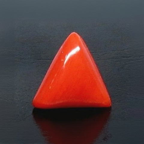 Natural Red Italian Coral |6H50| Triangular Cabochon | Govt. Lab Certified | Report No. 12939D53319