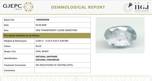 Natural Blue Sapphire | Oval Mixed Cut | IIGJ Certified No.: 12859D52938