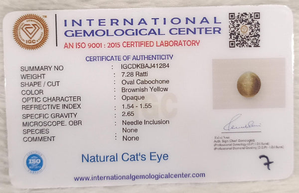 Natural Cat's Eye: The Stone of Ketu for Protection and Spiritual Growth Summary No IGCDKBAJ41284 image 2