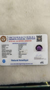 International Gemological Center certificate IGCDKBAJ42160 for Natural Amethyst 5.56 Ratti