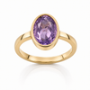 Natural Amethyst (Jamunia) ring with oval faceted stone in gold finish bezel setting – Tushar Gems