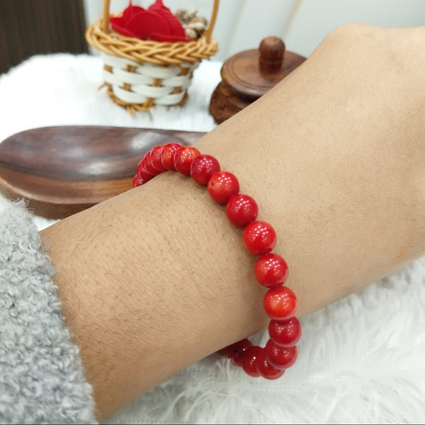Red Premium Coral Improving Blood Circulation Bracelet For Men & Women image 0
