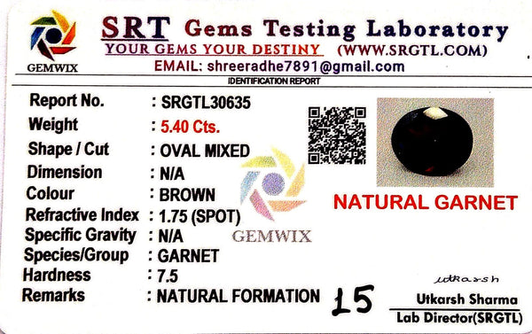 Natural Garnet Oval Mix SRT Certified No : SRGTL30635 image 2