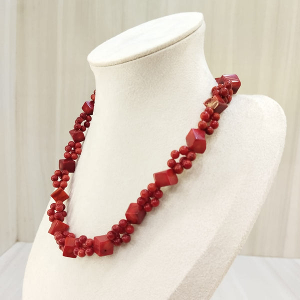 coral square shape single line necklace 010 image 2