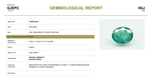 Natural Emerald |35H00| Govt. Lab Certified | OVAL MIXED | Green Report No.12938D53291