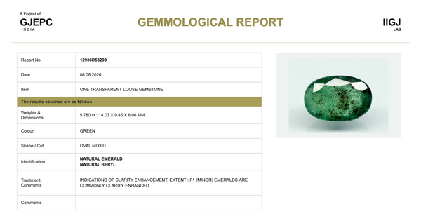 Natural Emerald |28H00| Govt. Lab Certified | OVAL MIXED | Green Report No.12938D53299