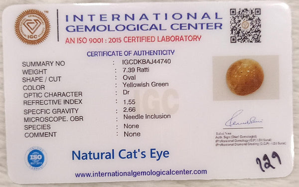 Natural Cat’s Eye: The Stone of Ketu for Protection and Spiritual Growth Summary No IGCDKBAJ44740 image 2