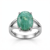 Natural Emerald (Panna) ring with oval cabochon in silver prong setting – Tushar Gems