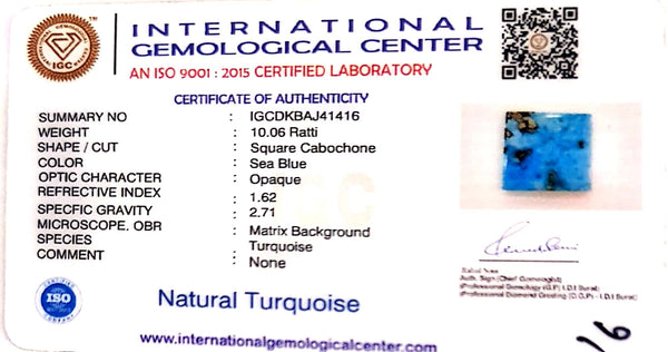 Natural Turquoise | Certified Sea Blue Firoza | Oval Shape with Matrix Certificate No.: IGCDKBAJ44690 image 2
