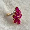 Exquisite 14K Gold Ring with Natural Diamonds & Ruby Petals – 5.86ct Statement Beauty image 1