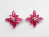 Elegant Natural Marquise Shape Ruby & Diamond Earrings in 14K Gold image 0