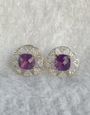 Celestia Halo Earrings – 9.01 ct Natural Amethyst with 1.17 ct Natural Diamonds in 14K Gold image 0