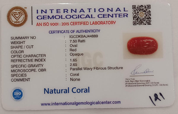 Natural Red Coral | Certified | Oval Cut Gemstone Summary No. IGCDKBAJ44889 image 2