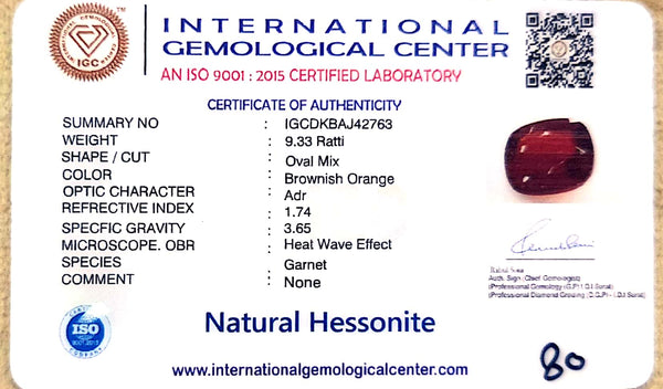 Natural Hessonite Garnet | Oval Mix Cut | Brownish Orange Certificate No.: IGCDKBAJ42763 image 2