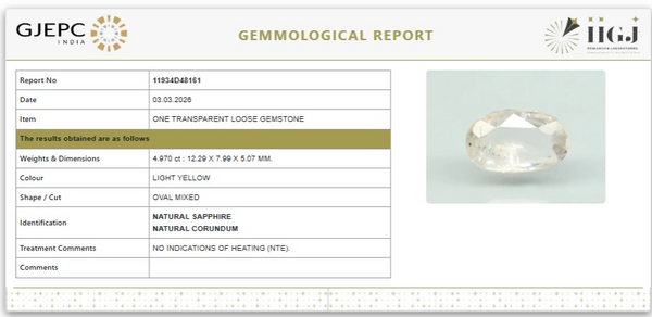 Natural White Sapphire |70P00| Luxury Unheated | Govt. Lab Certified | Report No.11934D48161