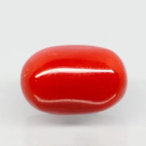 Natural Red Italian Coral |6H50| Oval Cabochon | Govt. Lab Certified | Report No.11877D47658