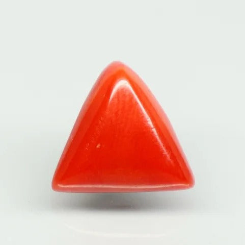 Natural Italian Red Coral (Moonga) | 7H50 | Triangular Cabochon | Govt. Lab Certified | Report No. 11775D47388