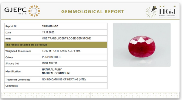 Natural Ruby | Oval Mixed | Untreated | Govt. Lab Certified | 10805D43612