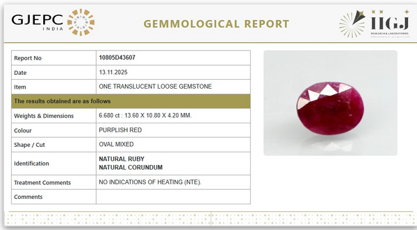 Natural Ruby | Oval Mixed | Untreated | Govt. Lab Certified | 10805D43607