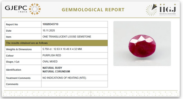 Natural Ruby | Oval Mixed | Untreated | Govt. Lab Certified | 10828D43710