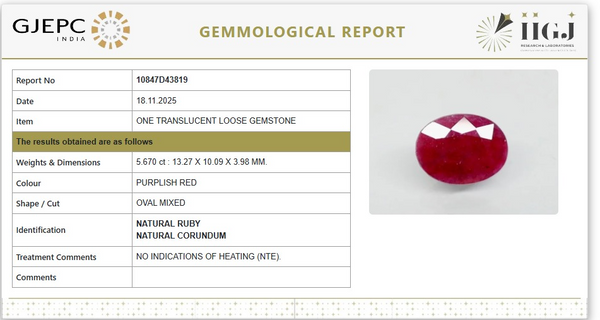 Natural Ruby | Oval Mixed | Untreated | Govt. Lab Certified | 10847D43819