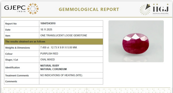 Natural Ruby | Oval Mixed | Untreated | Govt. Lab Certified | 10847D43810