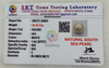 SRT Gems Testing Laboratory certificate SRGTL30803 for Natural South Sea Pearl from Tushar Gems