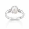 Natural Pearl (Moti) ring in sterling silver with ribbed shoulders – Tushar Gems