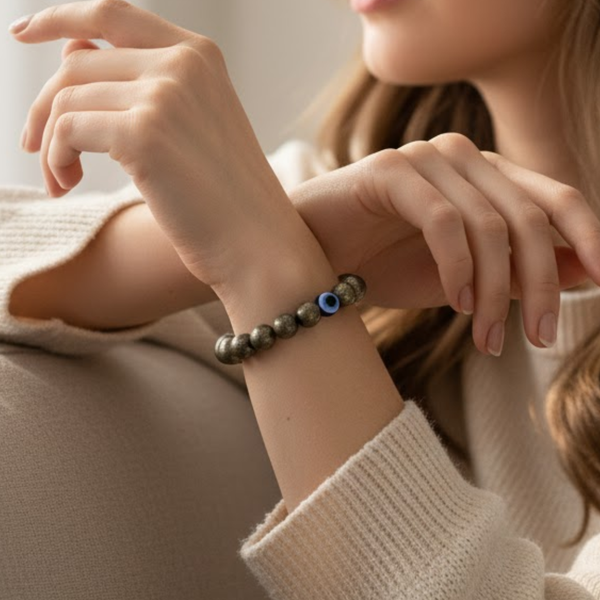 Rich Dhan Bracelet - Pyrite with Evil eye