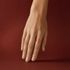 Natural Red Coral (Moonga) capsule ring worn on the ring finger - Tushar Gems