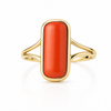 Natural Red Coral (Moonga) capsule cut ring on white background - Tushar Gems
