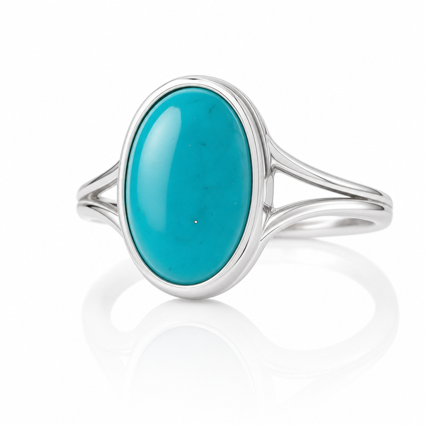 Natural Turquoise (Firoza) ring on white background - Tushar Gems