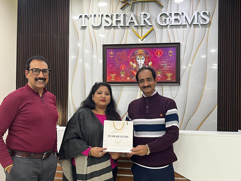 Customers at the Tushar Gems showroom