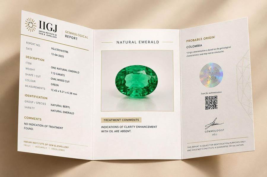 A gemmological report for a natural emerald