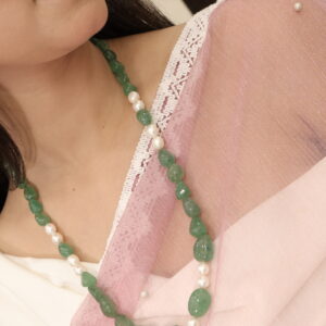 Semi Emerald Tumble Single Line Necklace: A Touch of Elegance-G.STB11