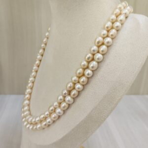 The Natural Pearl Double-Line Oval & Round Shape Necklace: A Timeless Classic with Modern Flair