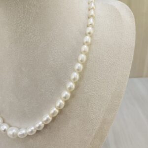 The Natural Pearl Single Line Oval Shape Necklace: A Timeless Elegance